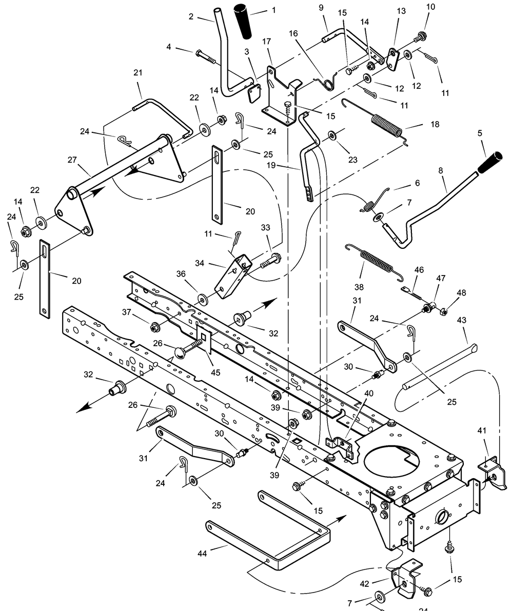 Mower Housing Suspension Diagram and Parts List for 465600X31A 2003 Briggs and Stratton Lawn Tractor